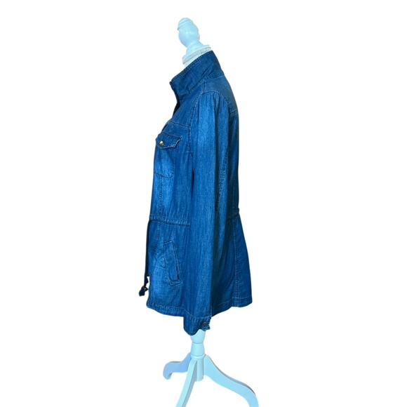 Ci Sono Adorak Jacket Drawstring Waist Blue Denim Cotton Tencel Pockets Sz Small - Picture 7 of 13